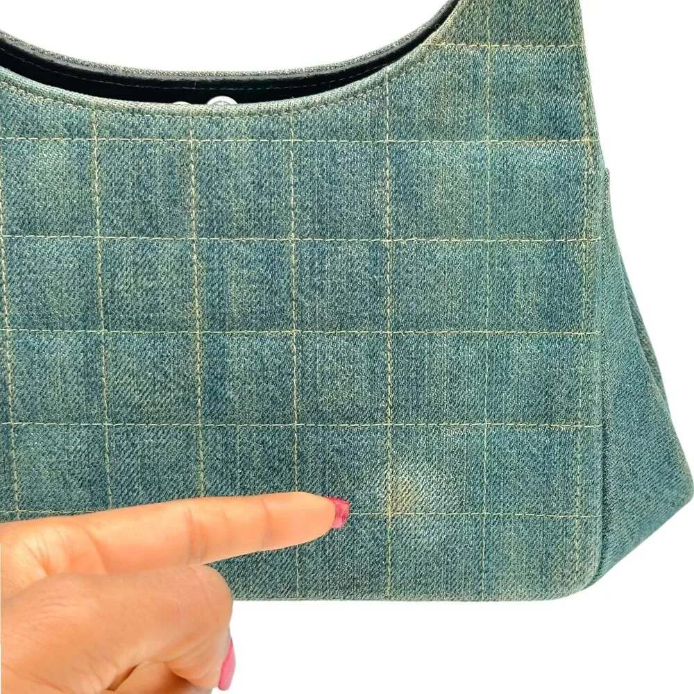 Chanel Denim Chocolate Bar CC Logo Shoulder Bag 2000-02 - Picture 9 of 13